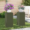 vidaXL Stojan na rastliny 2 pcs Olivovo zelená 24 x 24 x 55 cm Oceľ