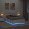 vidaXL Rám postele s LED pásikmi Biela 135 x 190 cm Kompozitné drevo