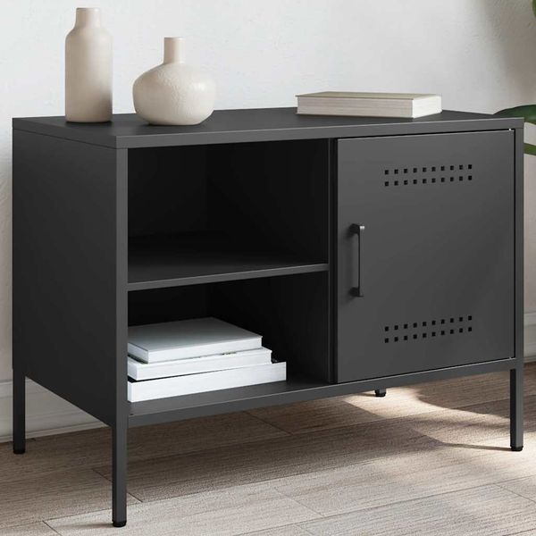 vidaXL TV skrinka čierna 100,5x39x50,5 cm oceľ valcovaná za studena