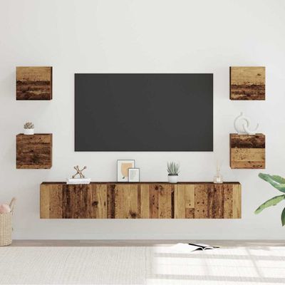 vidaXL Zostava TV skriniek Nástenný 7 pcs Staré drevo Kompozitné drevo