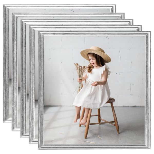vidaXL Fotorámiky na stenu, koláž 5 ks, strieborné 40x40 cm, MDF