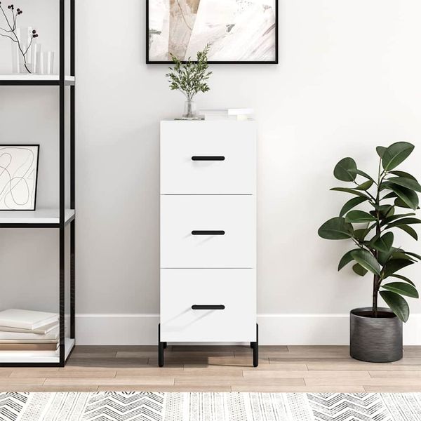 vidaXL Komoda biela 34,5x34x90 cm spracované drevo
