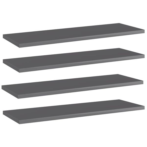 vidaXL Prídavné police 4 ks, lesklé sivé 60x20x1,5 cm, drevotrieska