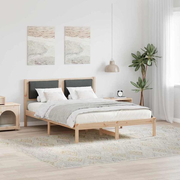 vidaXL Rám postele Tmavo šedá 140 x 200 cm Masívne borovicové drevo