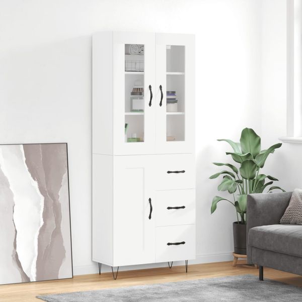 vidaXL Vysoká skrinka biela 69,5x34x180 cm spracované drevo