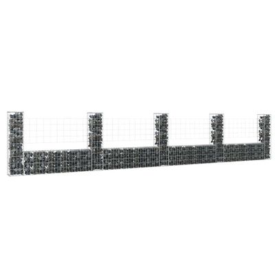 vidaXL Železný gabiónový kôš v tvare U s 5 stĺpmi 500x20x100 cm