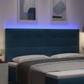 vidaXL LED hlavová doska s LED pásikmi Modrá 200 cm Zamat