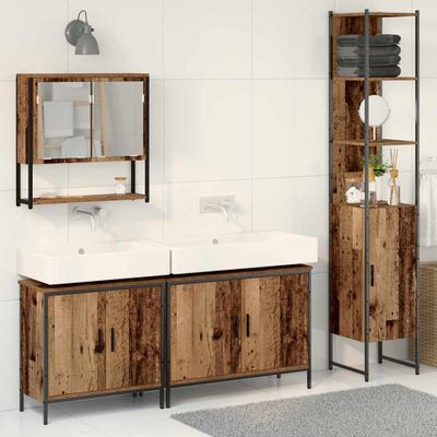 vidaXL Sada kúpeľňového nábytku s dverami 4 pcs Hnedá Kompozitné drevo