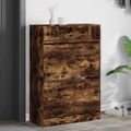 vidaXL Botník s 2 výklopnými zásuvkami dymový dub 80x34x116 cm
