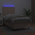 vidaXL Boxspring posteľ matrac a LED kapučínová 90x200 cm umelá koža