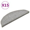 vidaXL Schodové rohože 15 ks 56x17x3 cm svetlosivé polkruhové