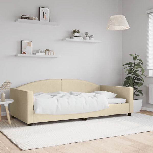 vidaXL Denná posteľ krémová 100x200 cm látka