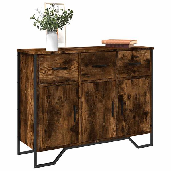 vidaXL Komoda dymový dub 97x32,5x74,5 cm kompozitné drevo