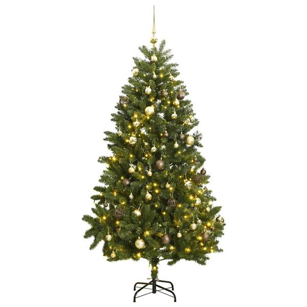vidaXL Umelý výklopný vianočný stromček 300 LED a sada gúľ 270 cm