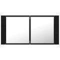 vidaXL LED kúpeľňová zrkadlová skrinka čierna 90x12x45 cm akryl