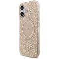Guess Case Magsafe IML Case Flowers Electroplated Allover S remienkom s korálkami pre iPhone 17 ružová