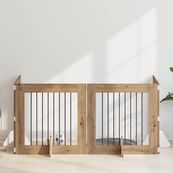 vidaXL Brána pre psov so stojanmi 4 pcs Dub artisan 80 x 80 cm