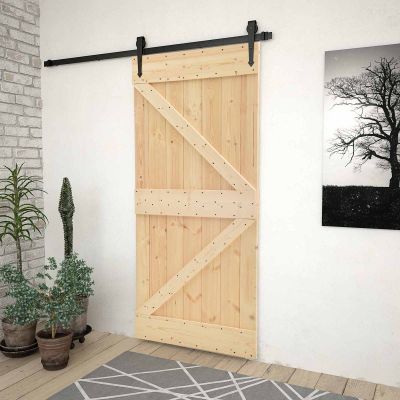 vidaXL Posuvné dvere Prírodná a čierna 90 x 210 cm Borovicový masív