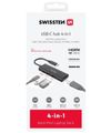 Swissten usb-c hub 4-in-1 (usb-c 100w, hdmi 4k, 2x usb-a) aluminium