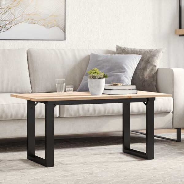 vidaXL Konferenčný stolík v tvare O 100x50x45 cm borovica a oceľ