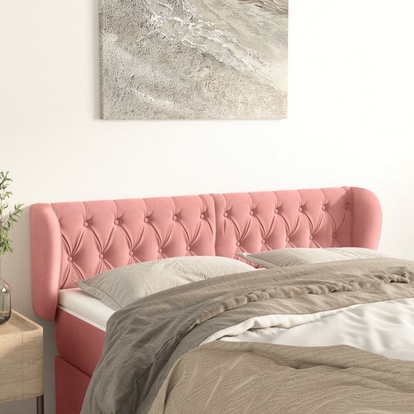 vidaXL Čelo postele so záhybmi ružový 147x23x78/88 cm zamat