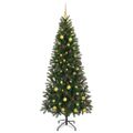 vidaXL Umelý vianočný stromček s 300 LED-i Zelená 210 cm PE a PVC