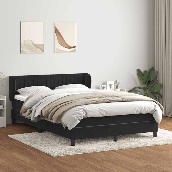 vidaXL Box Spring Posteľ s matracom Čierna 140x220 cm Zamat