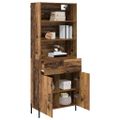vidaXL Highboard Staré drevo 69,5 x 32,5 x 180 cm Kompozitné drevo