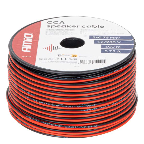 Vodič reproduktora dvojžilový CCA 2x0.75mm2 100m 3.75A AMiO-04457
