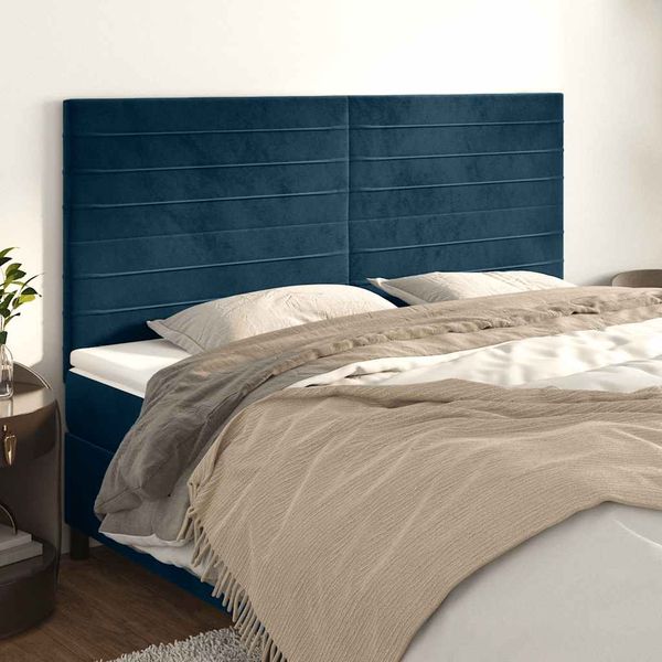 vidaXL Čelo postele tmavomodré 180x5x118/128 cm zamatové