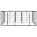vidaXL Ohrádka pre psov 16 panelov čierna 50x100 cm práškovaná oceľ