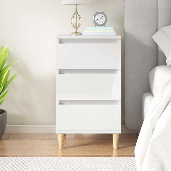 vidaXL Nočný stolík vysoký lesk biely 40x35x70 cm spracované drevo