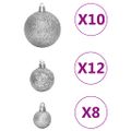 vidaXL 111-dielna sada vianočných ozdôb strieborná polystyrén