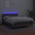vidaXL Boxspring posteľ s matracom a LED sivá 140x200 cm umelá koža