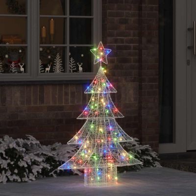 vidaXL Vianočný stromček s 100 LED-i Viacfarebný 120 cm Akryl