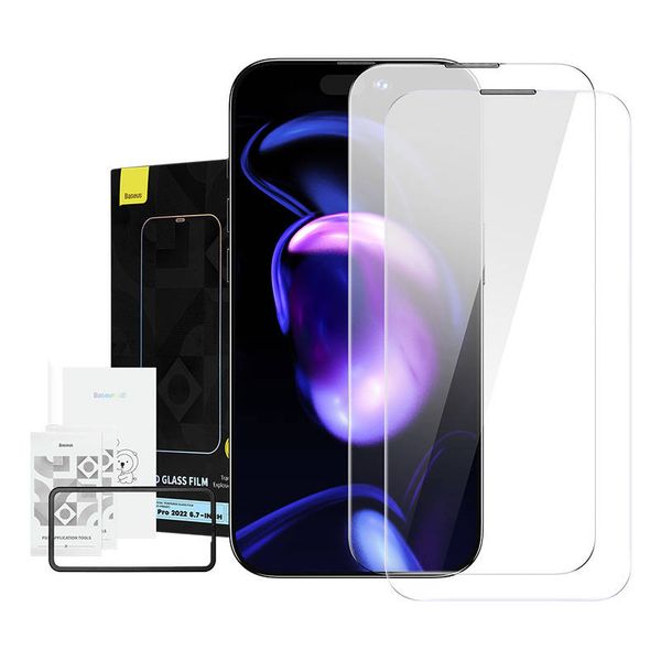 Baseus Crystal Tvrdené sklo odolné voči prachu 0,3 mm pre iPhone 14 Pro Max (2 ks)