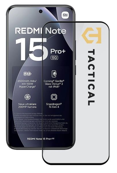 Tactical Glass Shield 5D sklo pre Xiaomi Redmi Note 15 Pro+ 4G/5G Black