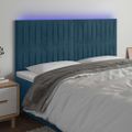 vidaXL Čelo postele s LED tmavomodré 180x5x118/128 cm zamat