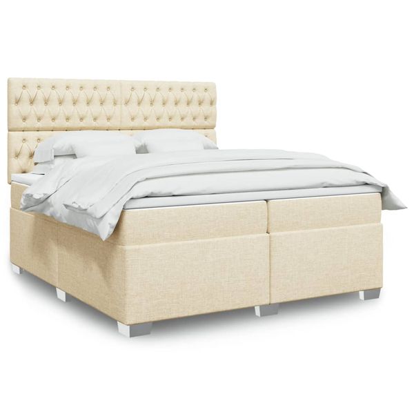 vidaXL Boxspring posteľ s matracom krémová 200x200 cm látka