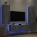 vidaXL 6-dielne TV nástenné skrinky s LED sivé sonoma kompozitné drevo
