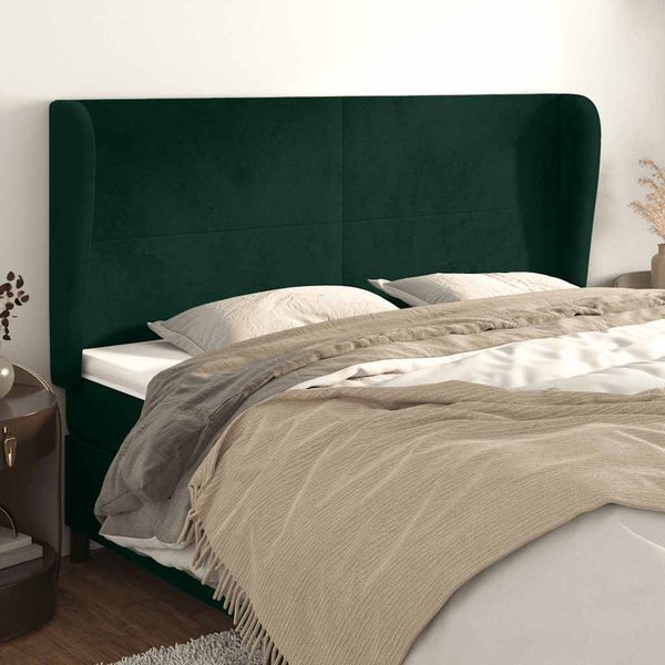 vidaXL Čelo postele so záhybmi tmavozelený 203x23x118/128 cm zamat