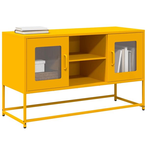 vidaXL TV skrinka horčicovožltá 100,5x39x60,5 cm oceľ