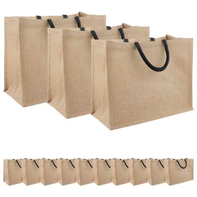 vidaXL Jutové tašky 50 Prírodná a čierna 42 x 33 x 19 cm