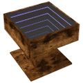 vidaXL Konferenčný stolík s LED dymový dub 50x50x45 cm kompozit. drevo