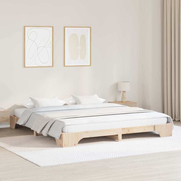vidaXL Rám postele Prírodná 200 x 200 cm Masívne borovicové drevo