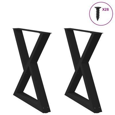 vidaXL Nohy k jedálenskému stolu 2 ks čierne 80 x (72-73,3) cm oceľové