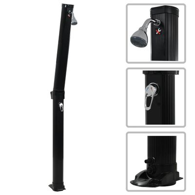vidaXL Skladacia solárna sprcha, čierna 214 cm 23 l