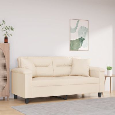 vidaXL 2-miestna pohovka s vankúšmi béžová 140 cm mikrovlákno
