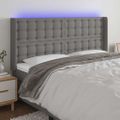 vidaXL Čelo postele s LED tmavosivé 163x16x118/128 cm látka