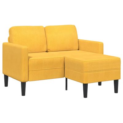 vidaXL 2-miestna pohovka s leňoškou v tvare L Svetlo žltá 125 cm Ľan